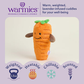 warmies Microwavable & Weighted Stuffed Animals, Carrot - Heated Stuffed Animal Plushie for Warmth & Comfort - Cute Soft Plush Toys for Adults