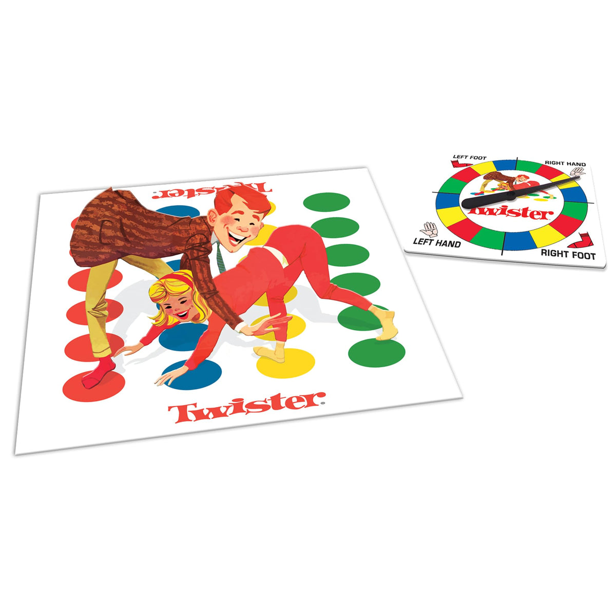 Classic Twister with Retro Design and Oversized Spinner by Winning Moves Games USA, Party Game for 2-4 Players, Indoor and Outdoor Fun for Kids Ages