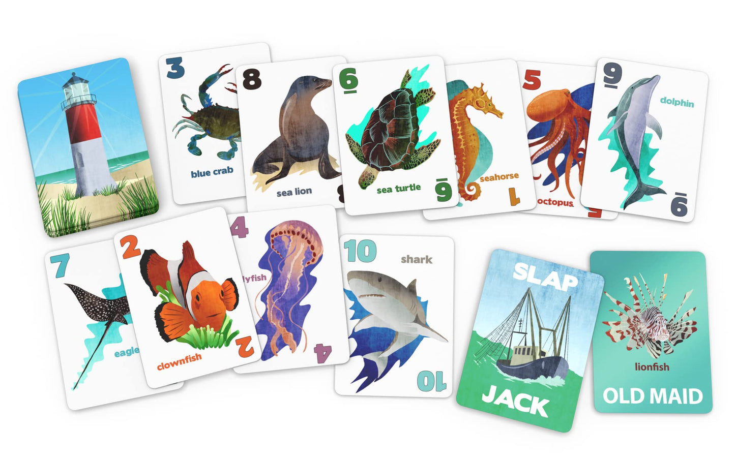 GO FISH Untamed Oceans, a Go Fish Card Game for Kids 4-8 and Up - Play Old Maid and Slap Jack with Same Deck - Easy to Learn - Family, Board Game