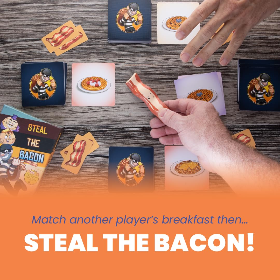 Steal The Bacon Card Game - by Taco Cat Goat Cheese Pizza - Fun Family Games for Kids and Adults - Who Doesn’t Love Bacon? Easy to Learn & Great Gift