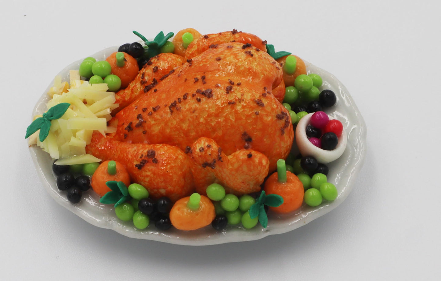 Handmade Miniature Roast Turkey - Realistic Clay Thanksgiving Turkey Figurine for Dollhouses, Food Displays, DIY Crafts & Holiday Decorations