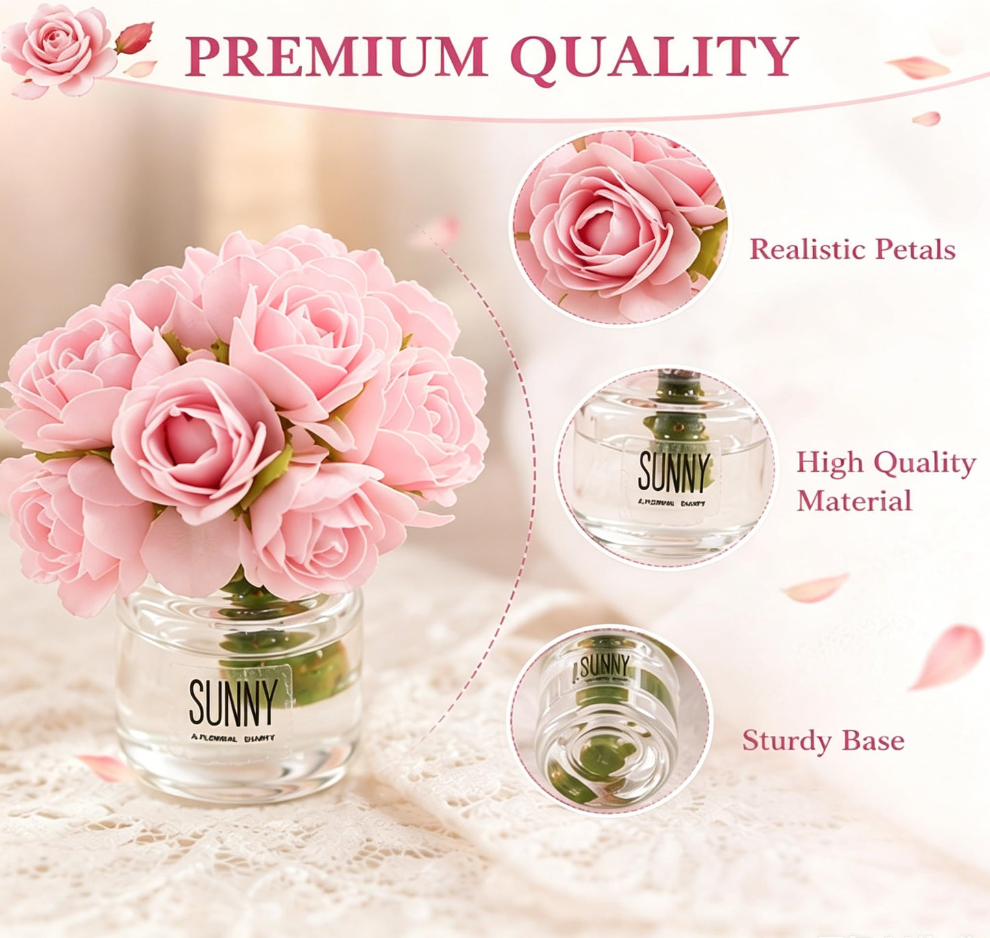 2Pcs Miniature Flowers Vases with Realistic Handmade Rose,1:12 Scale Dollhouse Miniature Flower in Vase Dollhouse Scenes, Micro Landscape Decorations