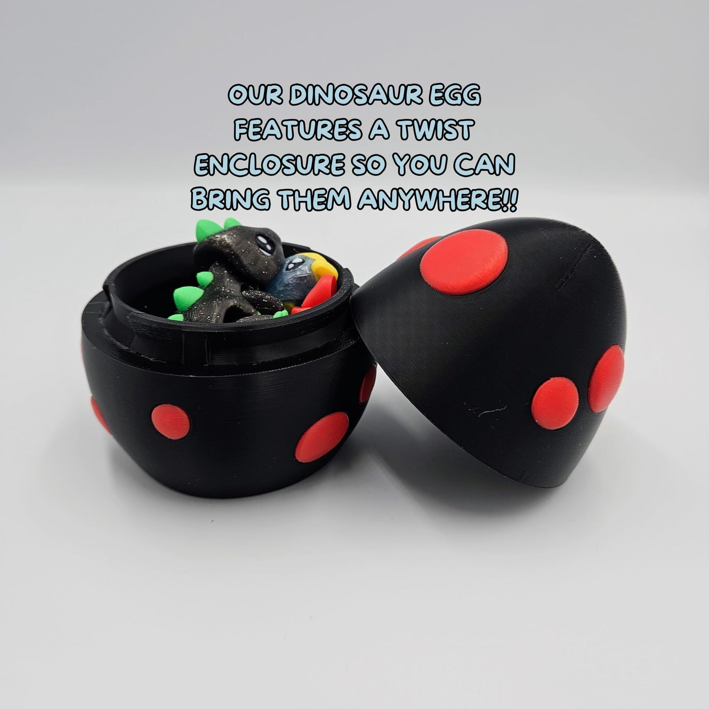 Jurassic Dinosaur Egg with 3X Dinosaur Fidget Animals - Triceratops, T-Rex, Parasaur - Includes Mystery Egg with Twist Enclosure - Educational, ADHD