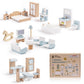 ROBUD Wooden Dollhouse Furniture Set, 23 Pcs Dollhouse Accessories, Miniature Furniture Including 5 Room Kits, Dollhouse Furniture Pretend Play Toys