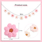 Boho Crochet Daisy Garland - Pink and Beige Yarn Floral Banner for Baby Girl Nursery Decor, Handmade Daisy Garland for Birthday Party, Boho Room Wall