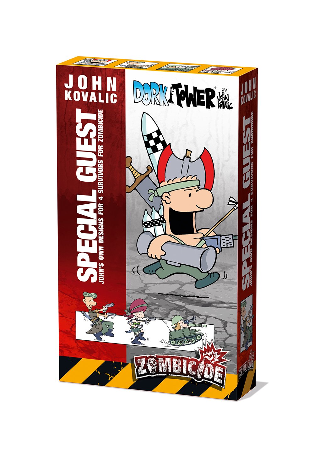 CMON Zombicide John Kovalic Special Guest Box - Unleash Whimsical Mayhem with Four New Survivors! Cooperative Tabletop Miniatures Strategy Game, Ages