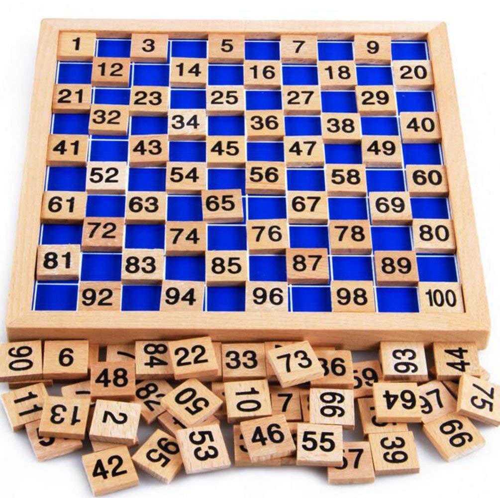 UMBWORLD Wooden Toys Hundred Board Montessori 1-100 Consecutive Numbers Educational Game Early Childhood Toy for Kids with Storage Bag (Counting