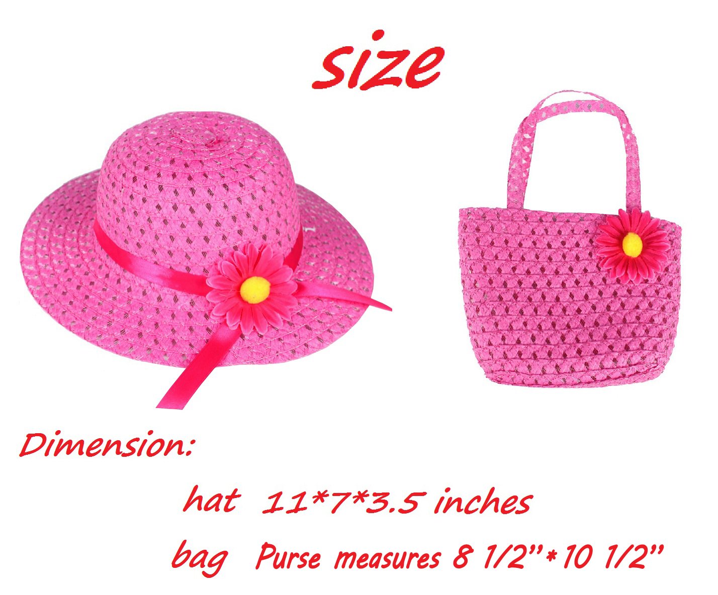 Girls Tea Party Hats and Purse for Kids Child Babe Little Playtime Birthdays Easter Party Supplies Accessories, Includes 6 Purses and 6 Daisy Flower