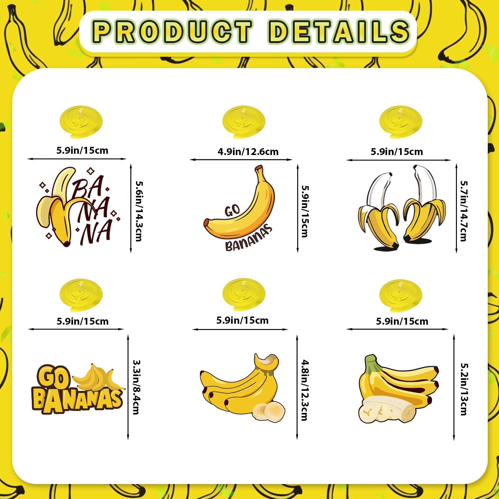 Banana Party Decorations Banana Birthday Decorations Let's Go Bananas Banner Hanging Swirls for Fruit Themed Party Decorations