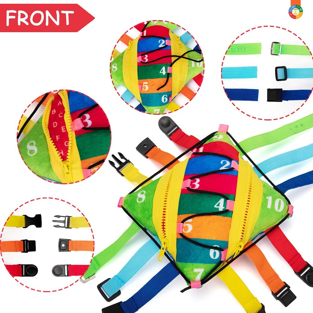 teytoy Sensory Buckle Pillow Toys for Toddlers,Travel Toys for Toddlers 1-3 Learning Fine Motor Skill & Problem Solving,Montessori Sensory Fidgets