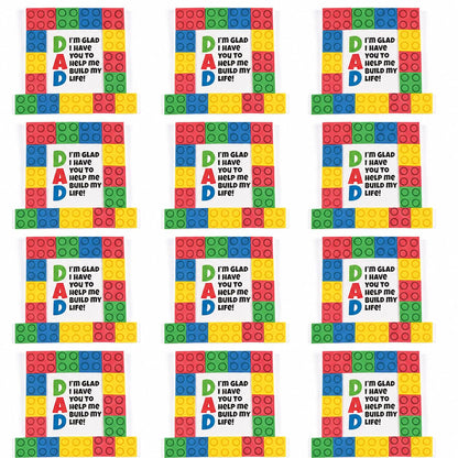 Fun Express Dad Brick Tabletop Picture Frame Craft Kit Makes 12 - DIY Fathers Day Crafts for Kids to Make, Foam Picture Frames to Decorate