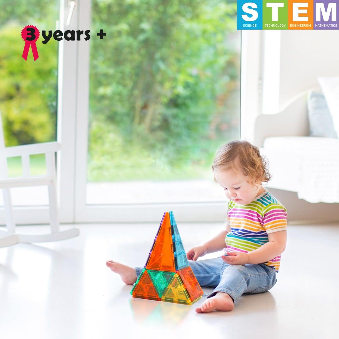 NEOFORMERS STEM Magnetic Tiles 70PCS Educational Toys for Kids Ages 3-8, Montessori Sensory Magnet Blocks for Toddlers, Classroom & Home Construction