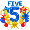 20pcs Cartoon Hedgehog Themed Party Decorations, Number 5 Red Blue Yellow Lightning Mylar Foil Birthday Balloons, 5th Boys Birthday Party Decorations