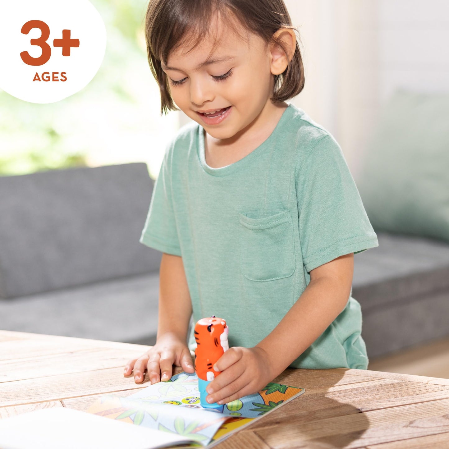 Melissa & Doug Sticker Wow!™ 24-Page Activity Pad and Sticker Stamper, 300 Stickers, Arts and Crafts Fidget Toy Collectible Character - Tiger - for