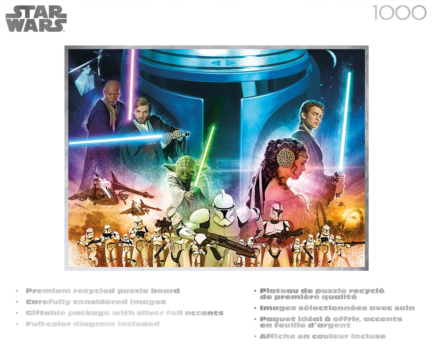 Buffalo Games Star Wars™ Silver Select Attack of the Clones 1000 Piece Jigsaw Puzzle - 26.75 x 19.75 in - Full Color Poster - High Resolution Artwork