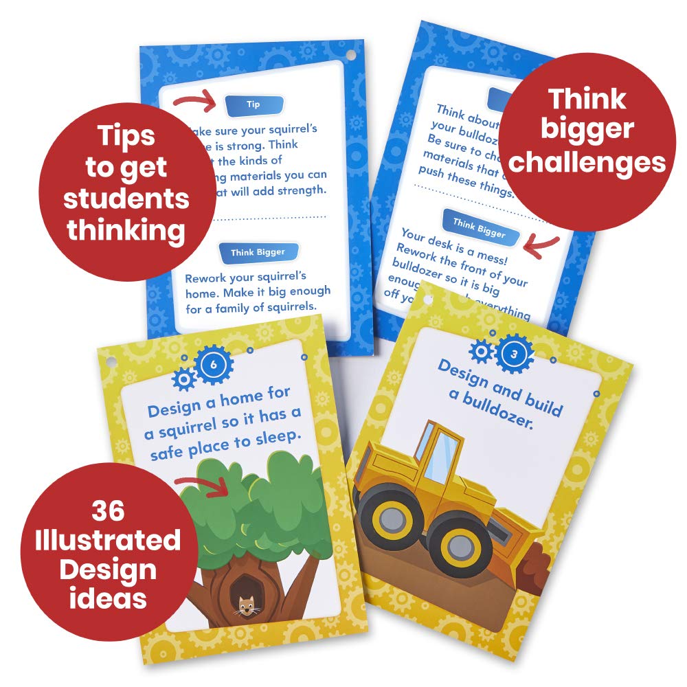 hand2mind Makerspace Task Cards, STEM Learning Cards for Kids Grade K-2, 36 STEM Activities, Kids Building Projects, Learning Cards, Educational Toys
