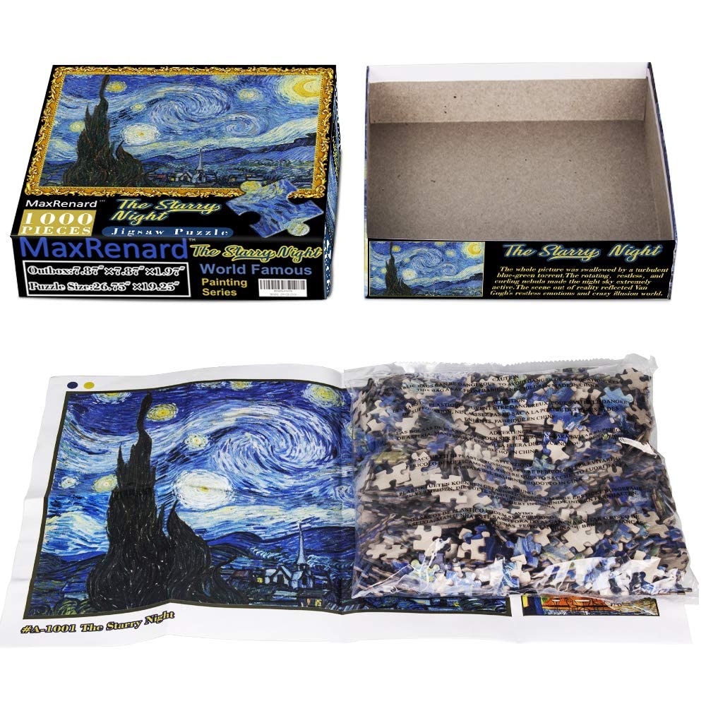 MaxRenard 1000 Piece Puzzle for Adult Van gogh Starry Night Art Masterpiece