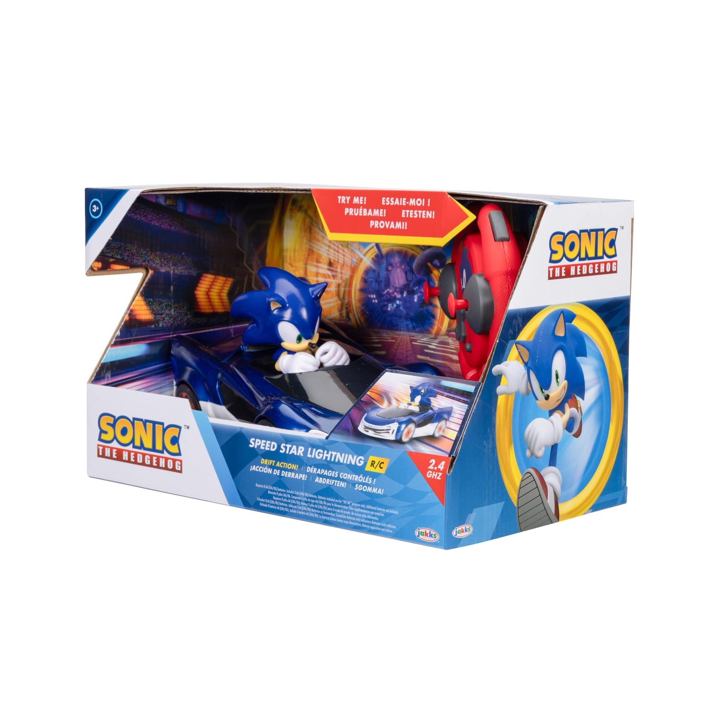 Sonic The Hedgehog - JAKKS Pacific - Sonic Drift RC Vehicle with Light Effects - Officially Licensed Video Game - Remote Controlled Interactive Toy