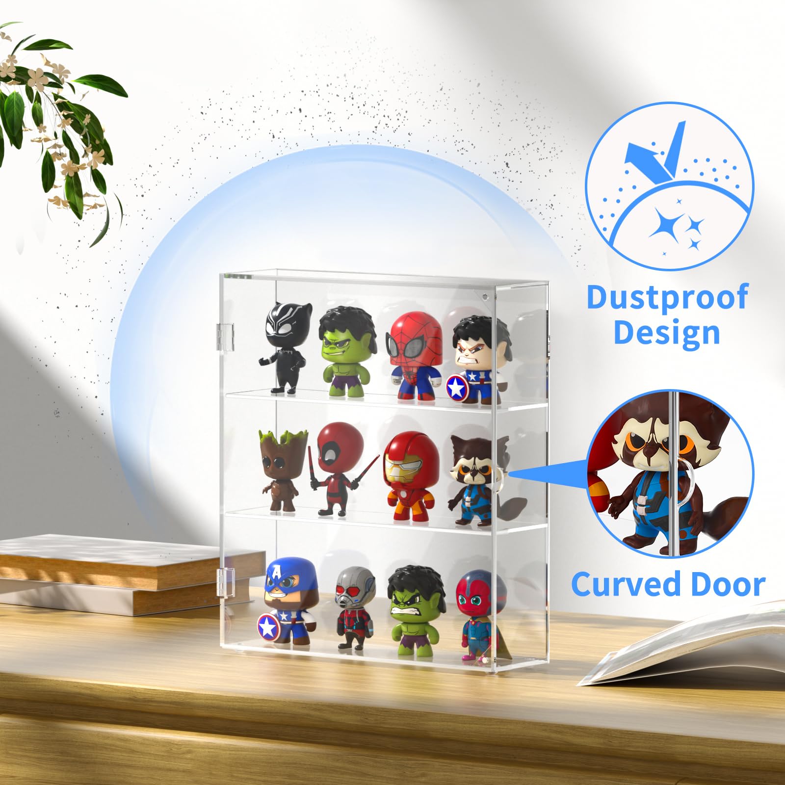 AITEE Acrylic Display Case for Mini Funko Pop Figures, Clear Wall Mounted or Desktop 3 Layer Storage Cabinet Organizer for Mini