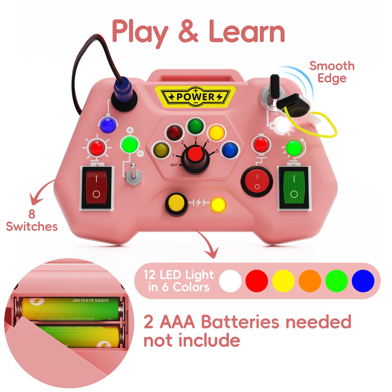 Toddler Busy Board With LED Light - Baby Game Sensory Toy,Light Switches Montessori Toy for 3 Year Old?Kids Educational Learning Activities