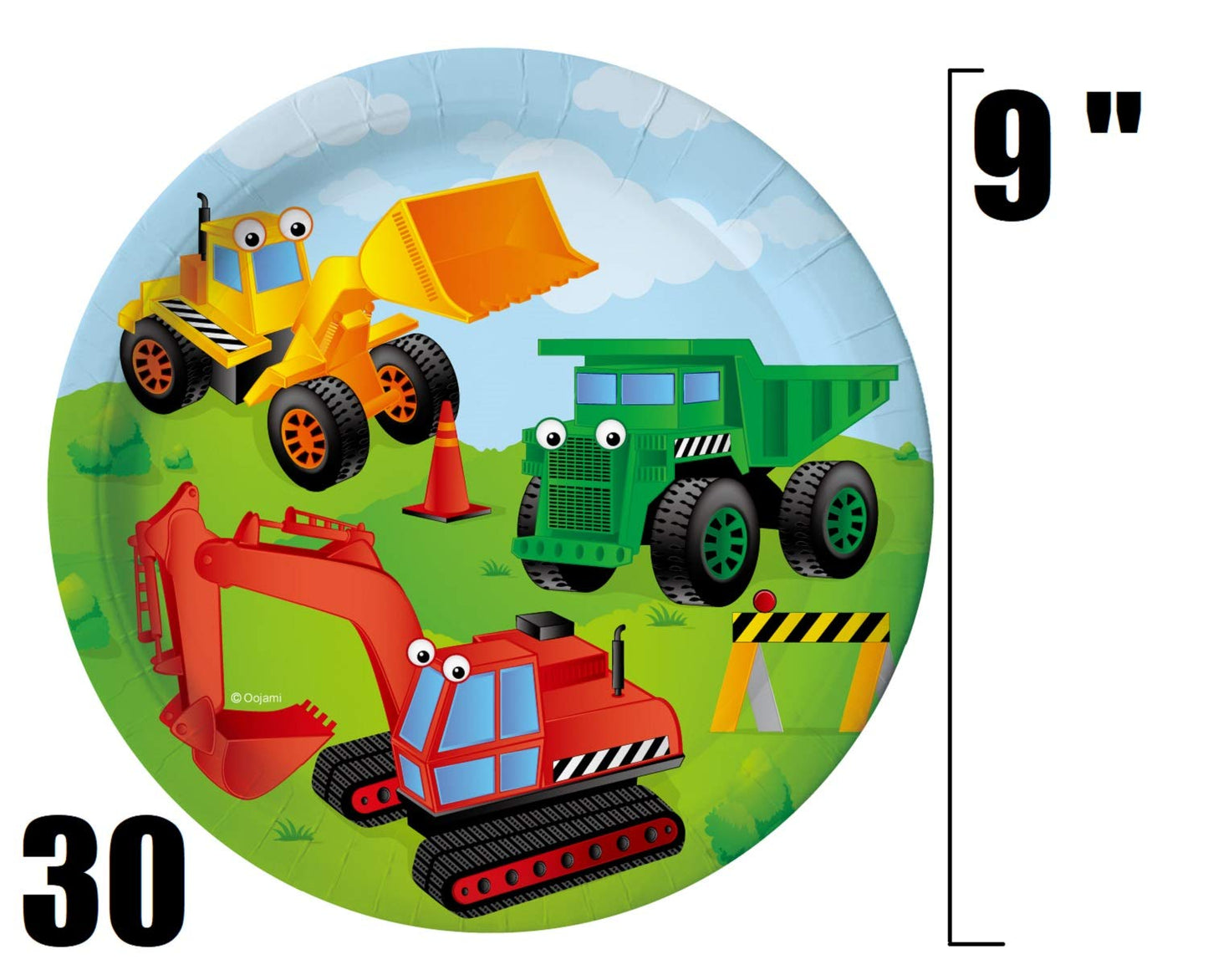 Serves 30 Complete Party Pack Kids Construction Birthday Party Supplies 9" Dinner Paper Plates 7" Dessert Paper Plates 9 oz Cups 3 Ply Napkins