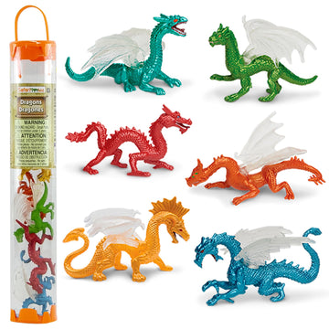 Safari Ltd Dragons Designer TOOB - 6 Mini Figurines Including Forest, Ice, Midnight Moon, Mountain, Cloud and Chinese Horned Dragon - Toy Figures