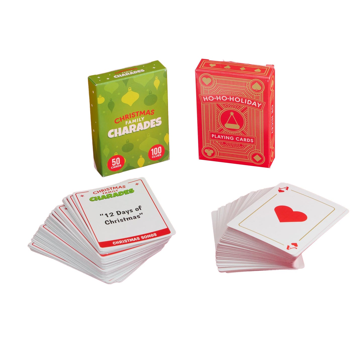 Buffalo Games - Holiday Family Card Game 2 Pack - Ho Ho Holiday Cards and Family Charades - Family Game Night Staple - Ages 6 and Up