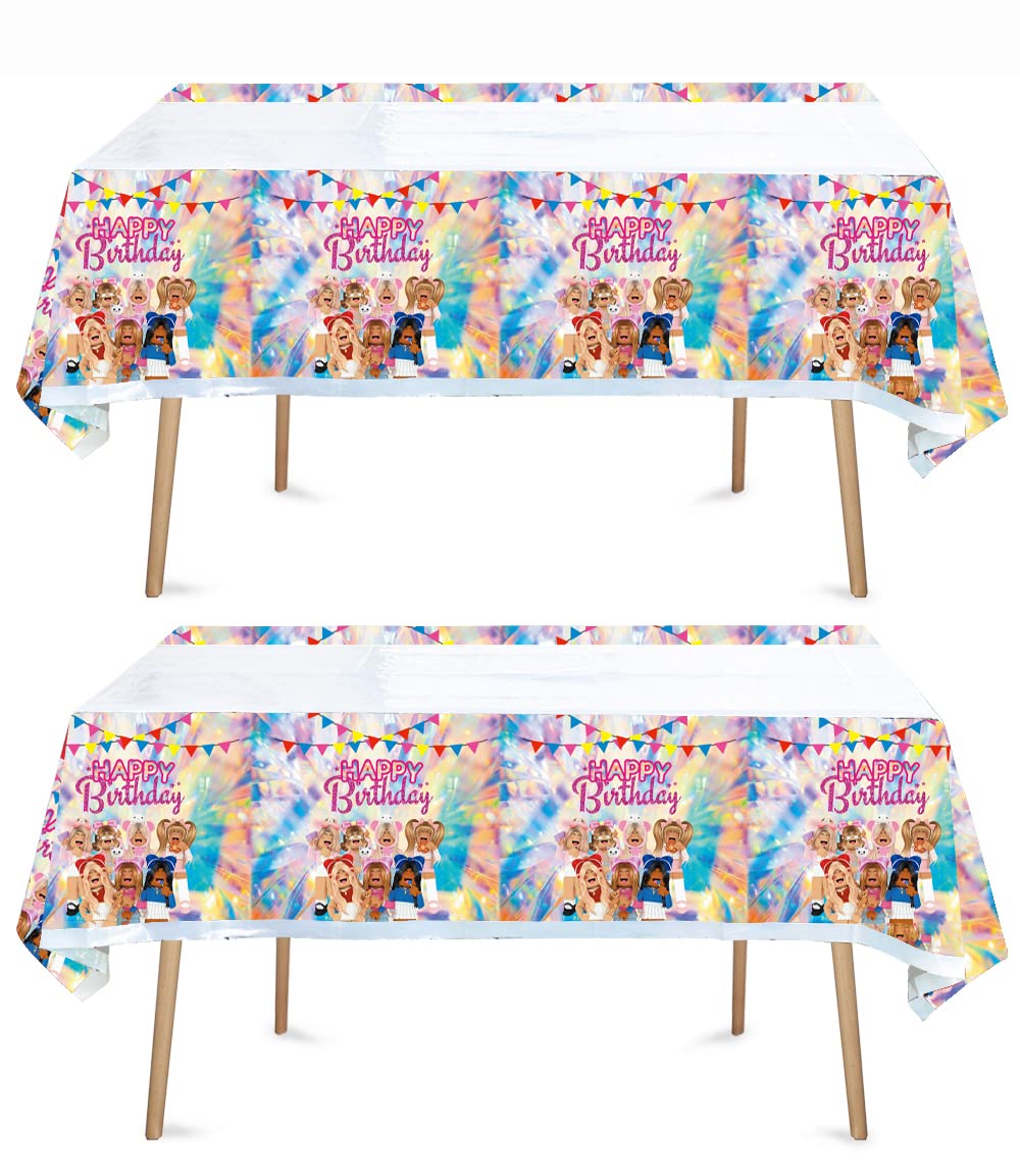 SUTRADHAR 2pcs Kids Cartoon Birthday Party Tablecloth Table Cover,Kids Cartoon Birthday Supplies Decorations (70'' x 42'') (2pcs)