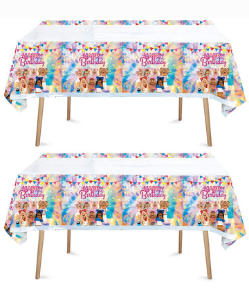 SUTRADHAR 2pcs Kids Cartoon Birthday Party Tablecloth Table Cover,Kids Cartoon Birthday Supplies Decorations (70'' x 42'') (2pcs)