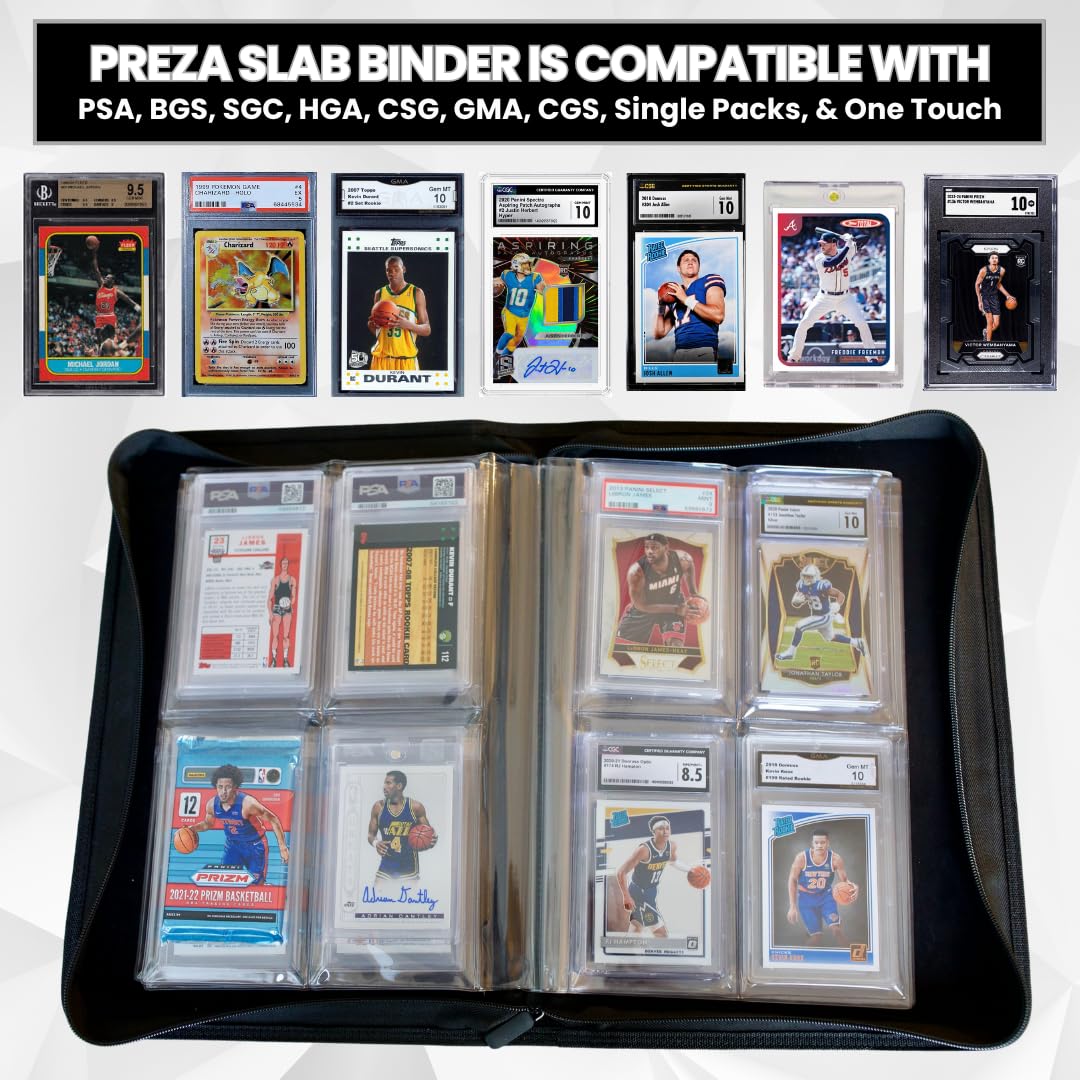 PREZA The Original Slab Binder - Graded Card Storage Binder - Holds 32 Graded Slabs - Premium Trading Card Album Compatible with PSA, BGS, and SGC