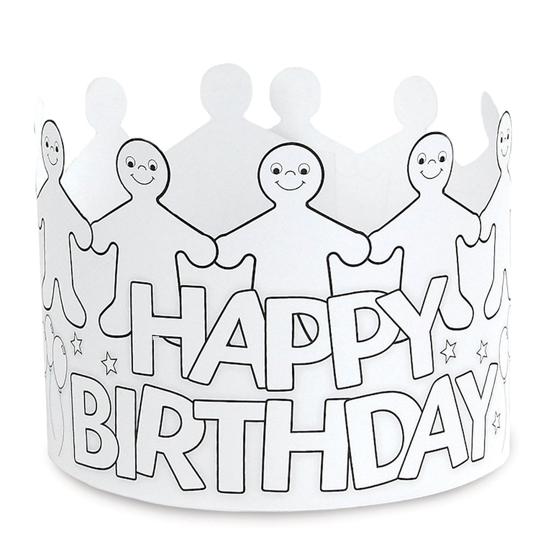 Hygloss Birthday Crowns for Kids Classroom - 12 Color Your Own Adjustable Crown - Quality Cardstock Black on White Design - 5 in Tall, 24 in Long