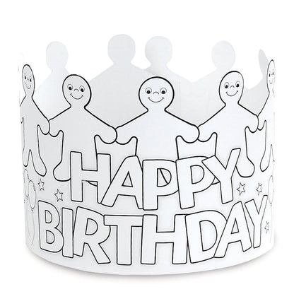 Hygloss Birthday Crowns for Kids Classroom - 12 Color Your Own Adjustable Crown - Quality Cardstock Black on White Design - 5 in Tall, 24 in Long