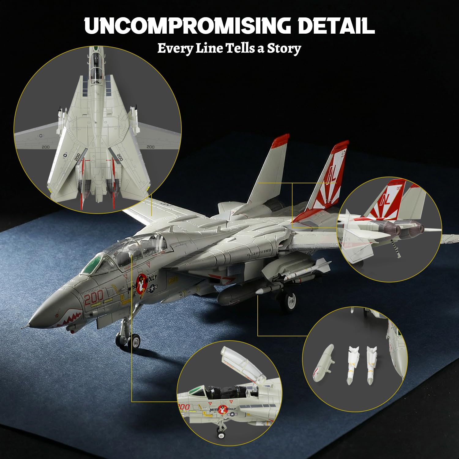 NUOTIE F-14 Tomcat US Navy VF-111 1/72 DieCast Fighter Model