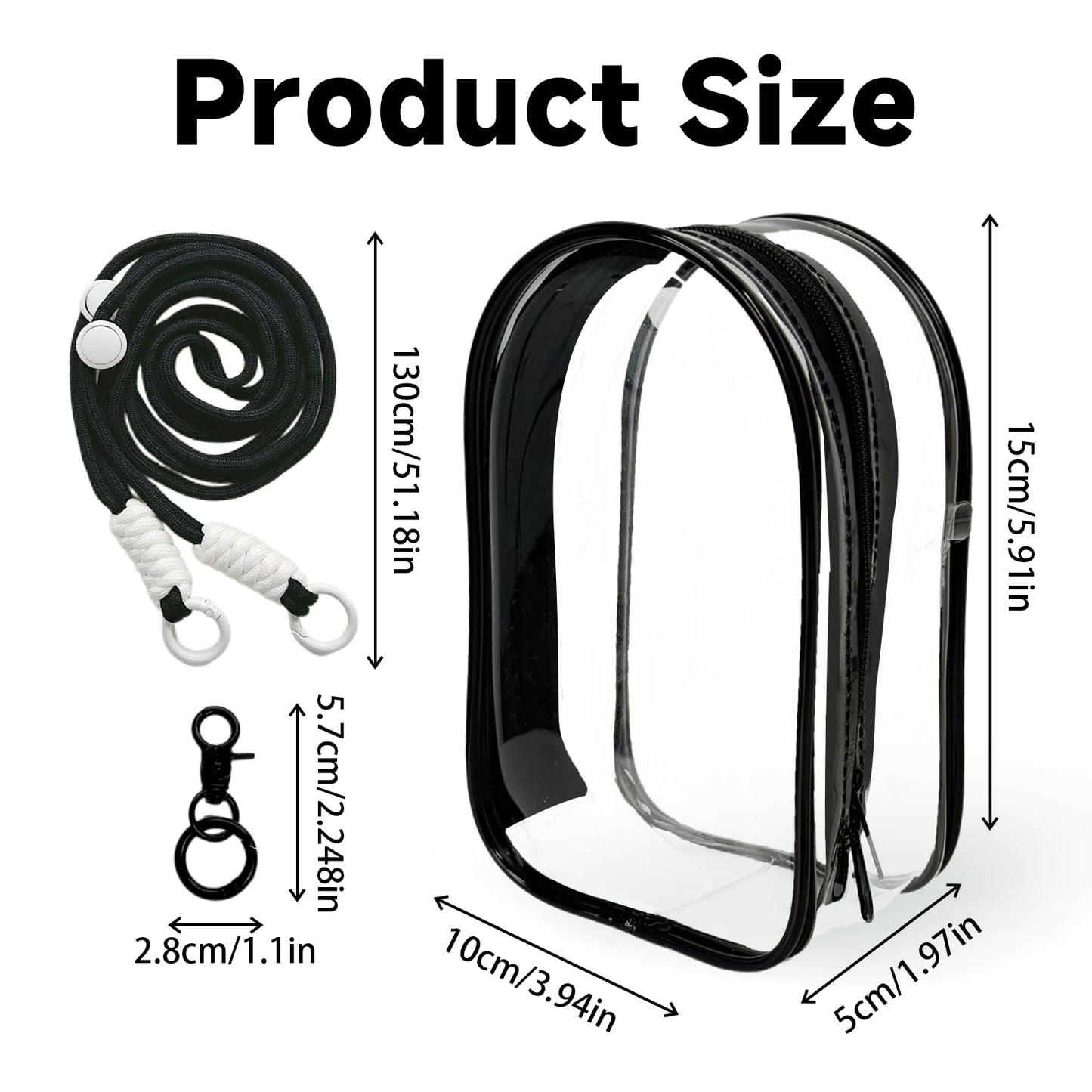 CAIMOREE Clear Figure Display Bag with Keychain and Lanyard, Protective Doll Case, 15cm/5.91in Crossbody Doll Storage Bag