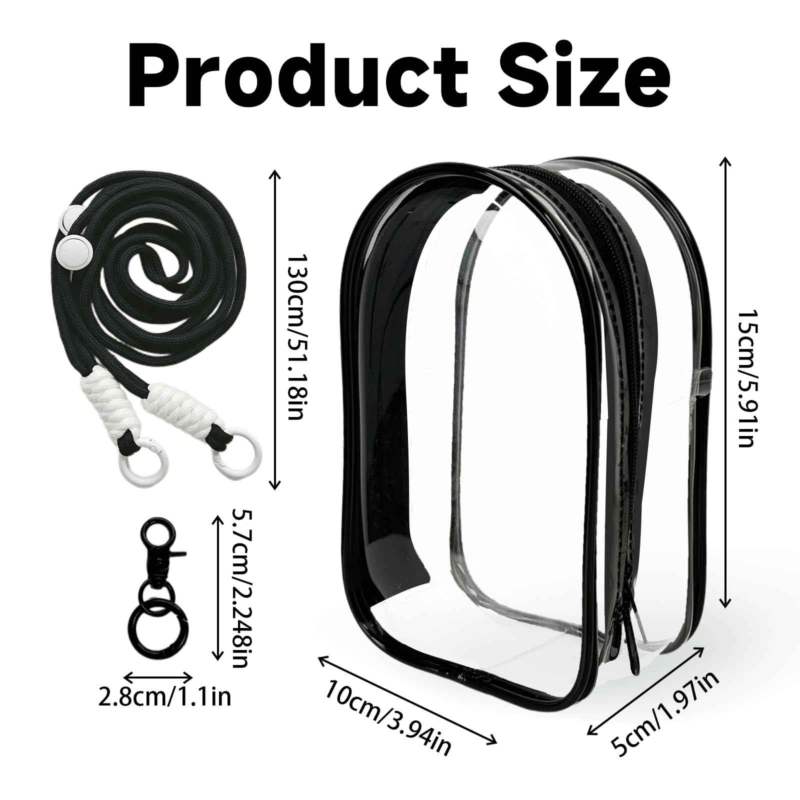 CAIMOREE Clear Figure Display Bag with Keychain and Lanyard, Protective Doll Case, 15cm/5.91in Crossbody Doll Storage Bag