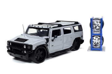 Jada Toys Just Trucks 1:24 2003 Hummer H2 with Rack Die-cast Car Grey, Toys for Kids and Adults, 32310