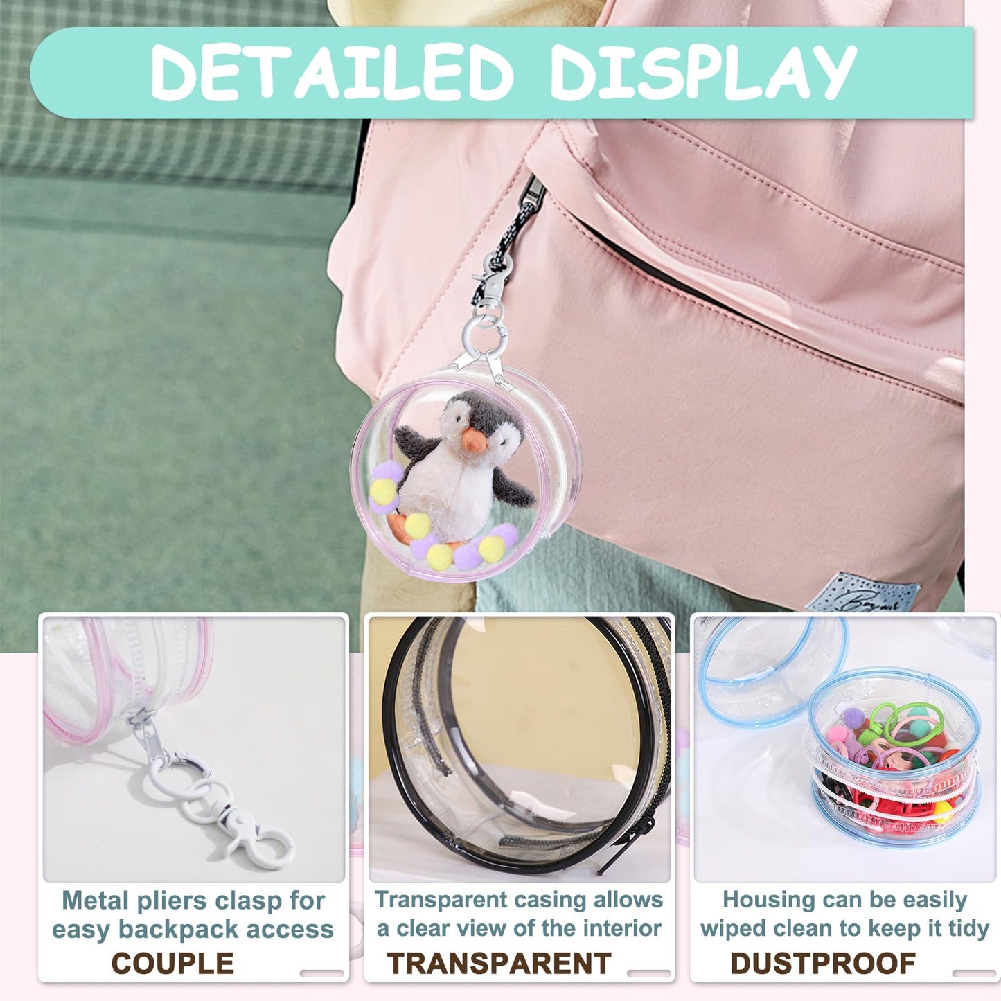 GTILE 4 PCS Clear Figure Display Bag Blind Box Lipsticks Keychain Case