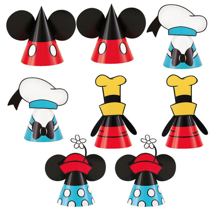 Unique Disney Mickey Mouse Party Hats - 4.25'' (8 Pcs) | Assorted Fun Designs for Kids Birthday Celebrations
