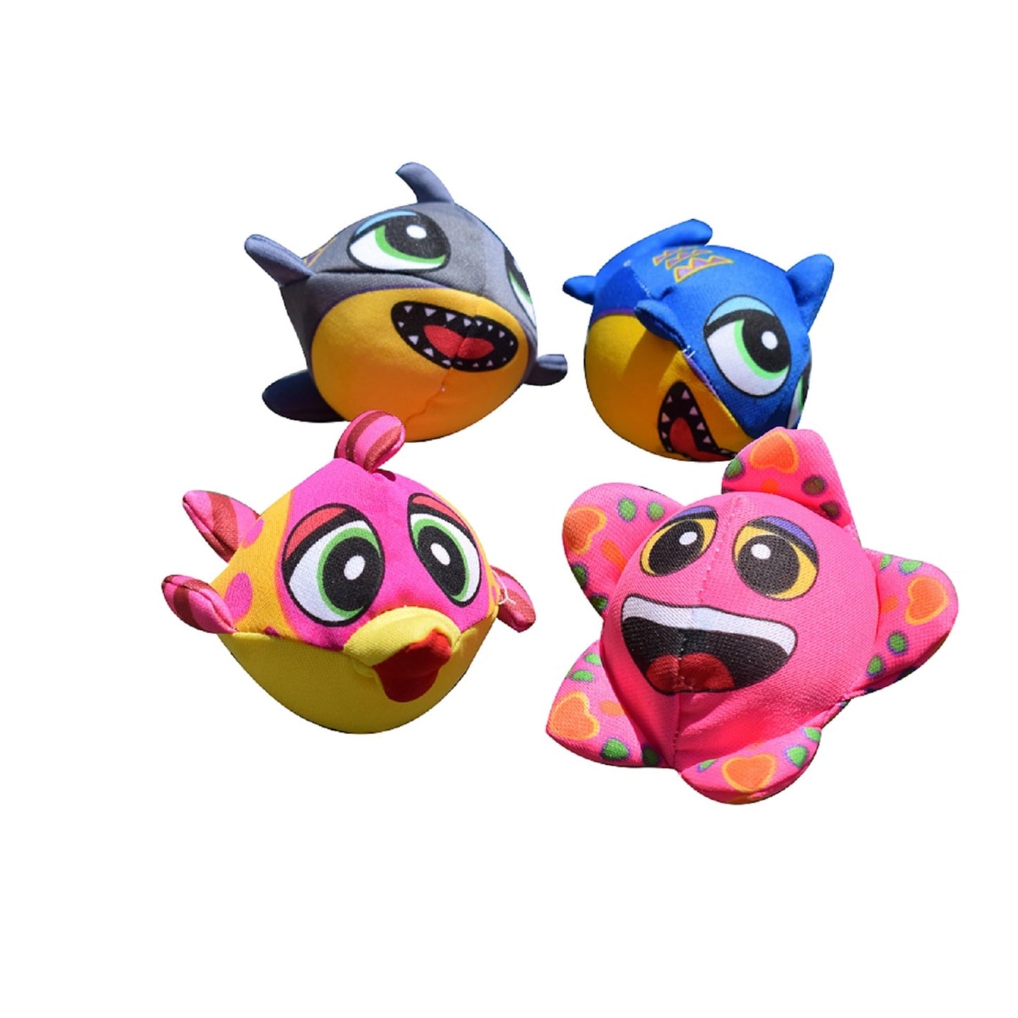 Set of 4 Pink and Yellow Fish Splasher Bombs Outdoor Pool Game 5"