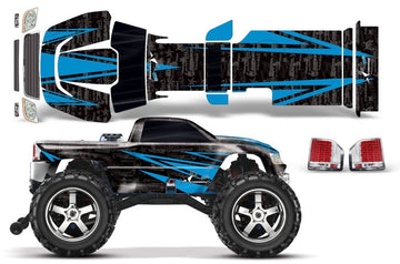 AMR Racing RC Graphics kit Sticker Decal Compatible with Traxxas T-Maxx 3.3 1/10 #4907 - Contender - Blue/Black