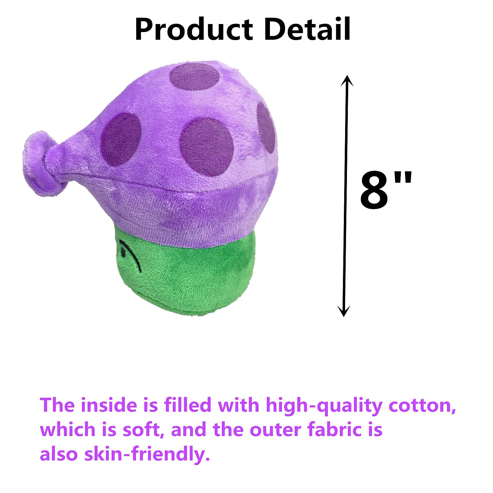 Suyudian 3 PCS PVZ Plant and Zombies Plush Plants Sets Toys Purple Spray Mushroom?Sun Shroom?Gold Shroom Plant Figure Doll, Great Gift for Christmas