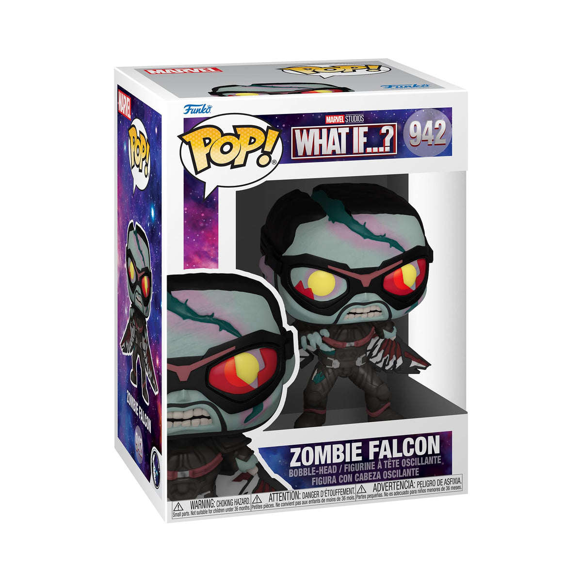 Funko POP Marvel: What If? - Zombie Falcon, Multicolor, Standard, (57377)