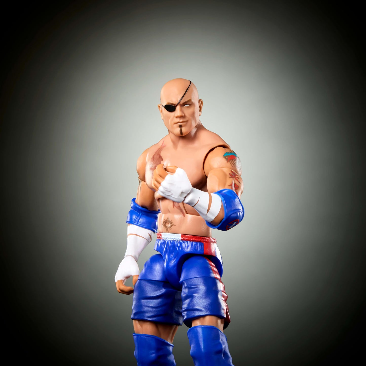WWE Batista As Sagat x Street Fighter Cross Over Mattel Elite Action Figures & Accessories, 6-inch Toy Collectible Mashup Set JLD74
