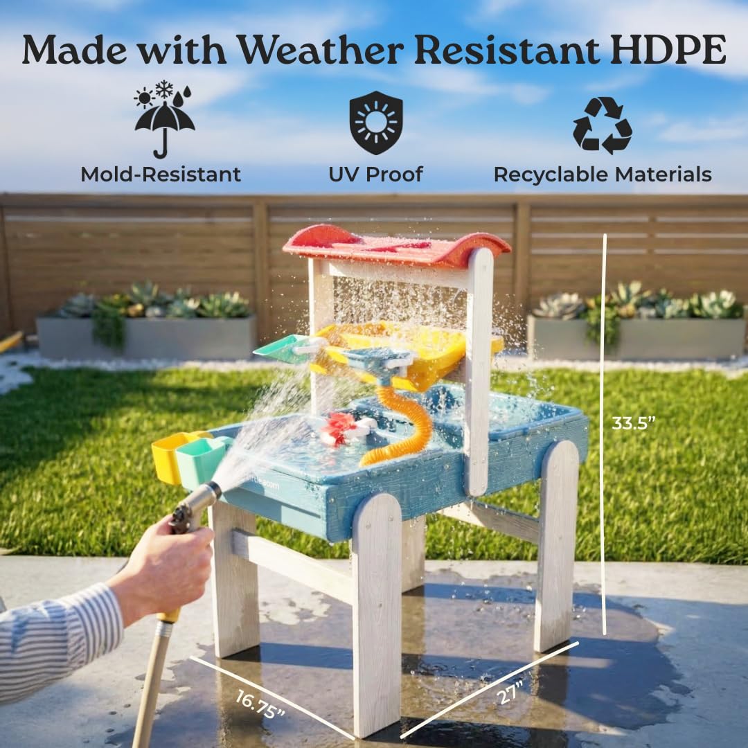 Little Acorn, Water Table for Toddlers 1-3 | Outdoor Toys for Toddlers 1-3 | Sensory Sand & Water Play Table for Kids Boys & Girls