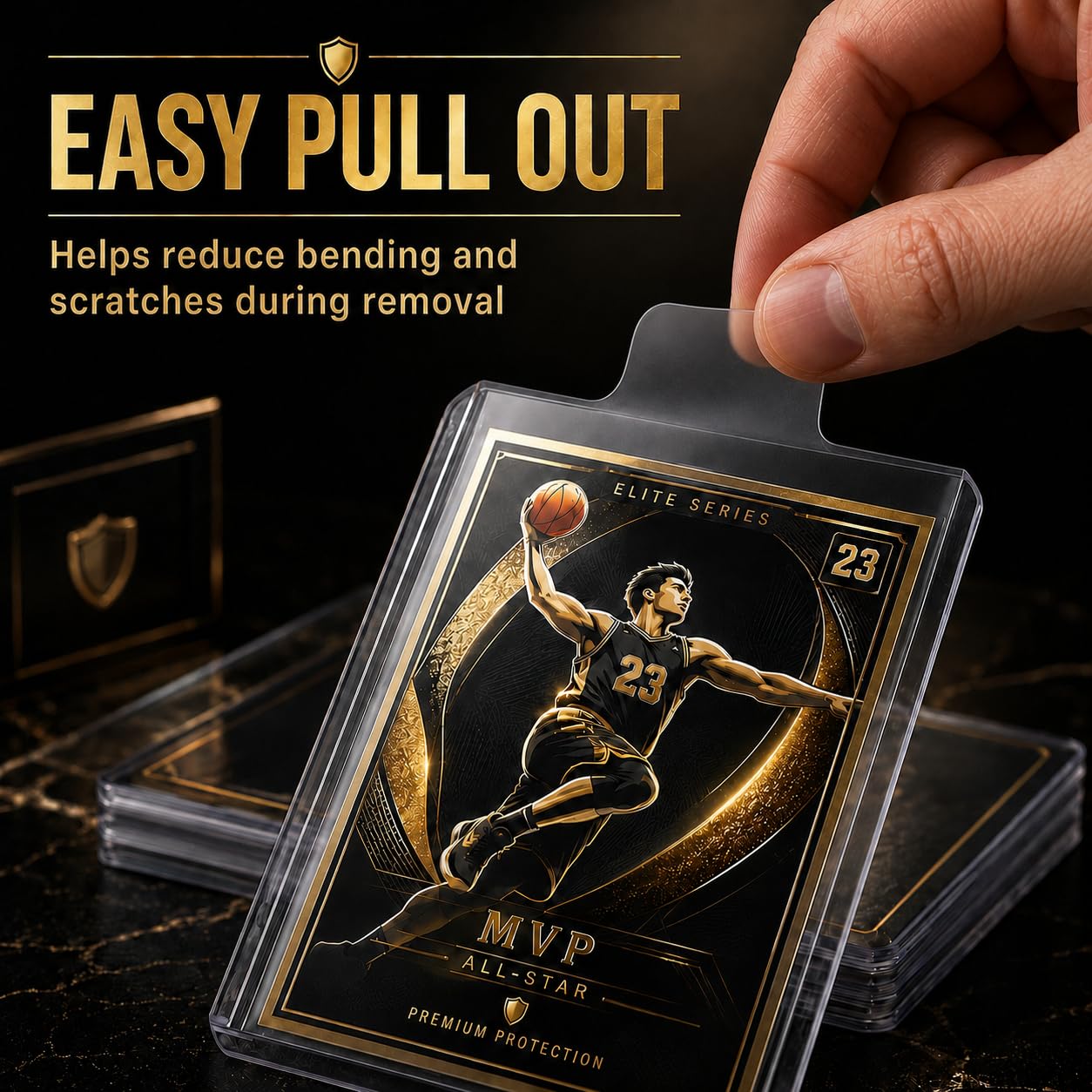Coolbyl 500 Tabbed Card Sleeves - Easy-Pull Design for Grading Submission, Fit Card Savers & Semi-Rigid Card Holders, Clear Archival-Grade Material