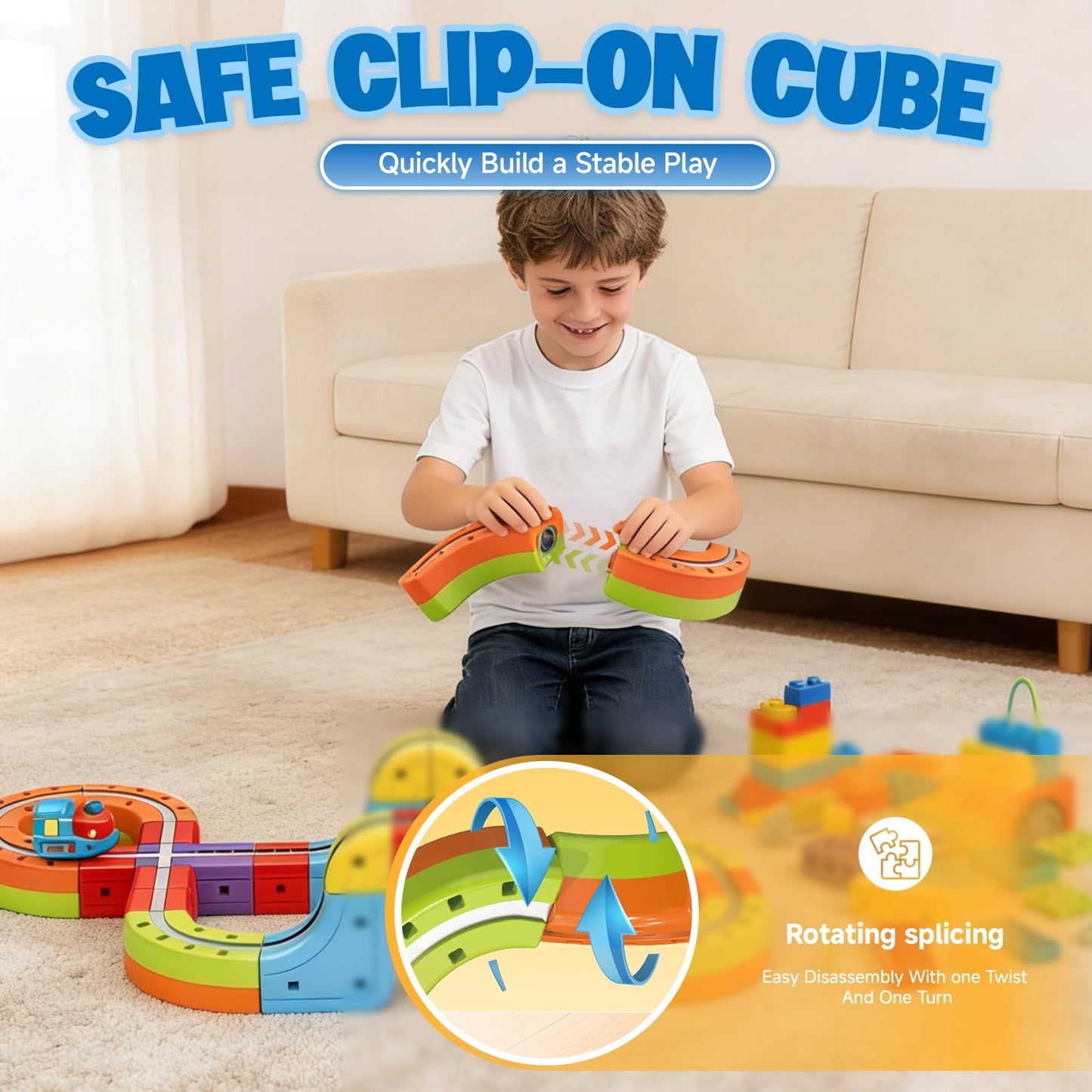 Electric Magnetic Train Toys Set- Flexible Race Track for Kids 3 4 5 6 7 8,stem Gravity Magnetic Roller Car Track for Toddlers,3D Infinity Cube Track