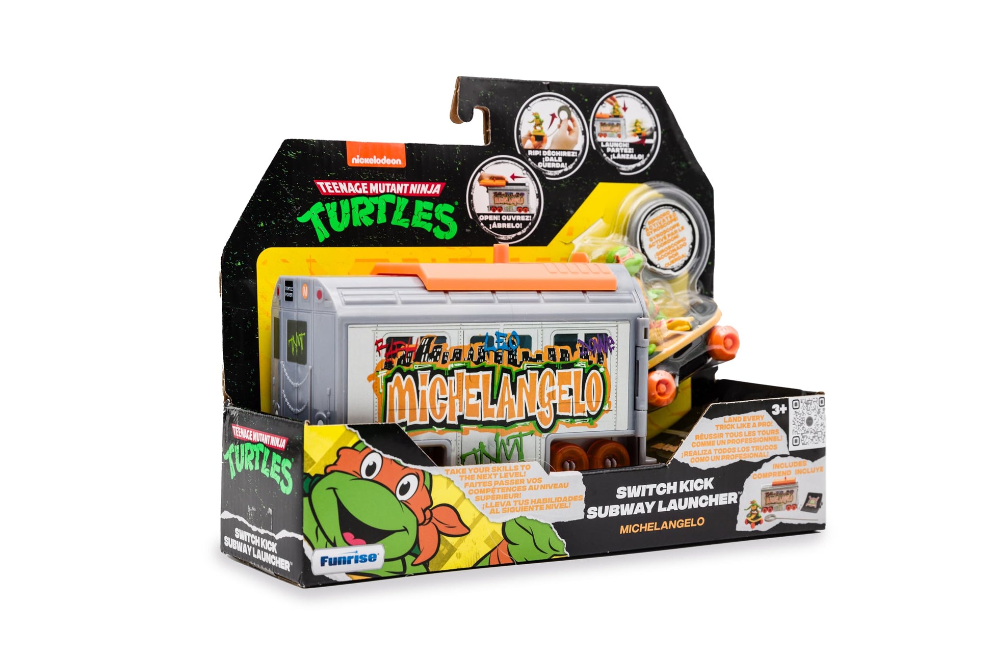 Teenage Mutant Ninja Turtles 5" Switch Kick Subway Launcher Michelangelo Ages 3+ Shredding Action Figure