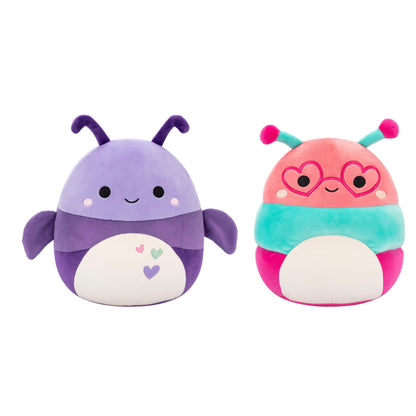 Squishmallows Original 8in Axel The Purple Beetle + 8in Griffith The Peach Bookworm - Official Jazwares Valentine’s Plush 2-Pack (Little)