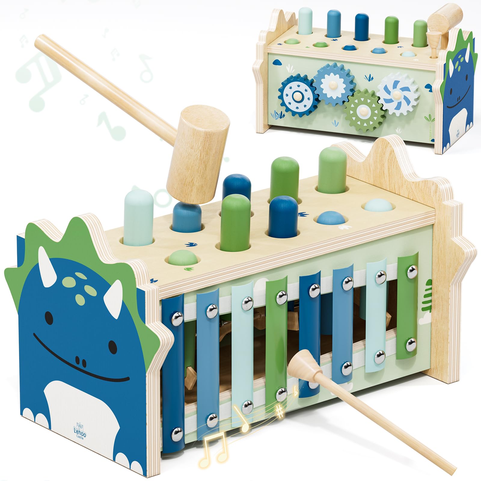 Lehoo Castle Baby Montessori Toys for 1 2 Year Old, Wooden Hammering Pounding Toy with Xylophone, Educational Learning Activities for 1 2 3 Year Old