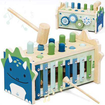 Lehoo Castle Baby Montessori Toys for 1 2 Year Old, Wooden Hammering Pounding Toy with Xylophone, Educational Learning Activities for 1 2 3 Year Old